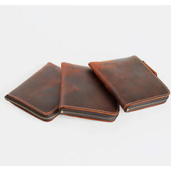Retro Cowhide Short Wallet Crazy Horse Leather Money Clip Ultra-thin