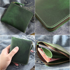 Retro Cowhide Short Wallet Crazy Horse Leather Money Clip Ultra-thin