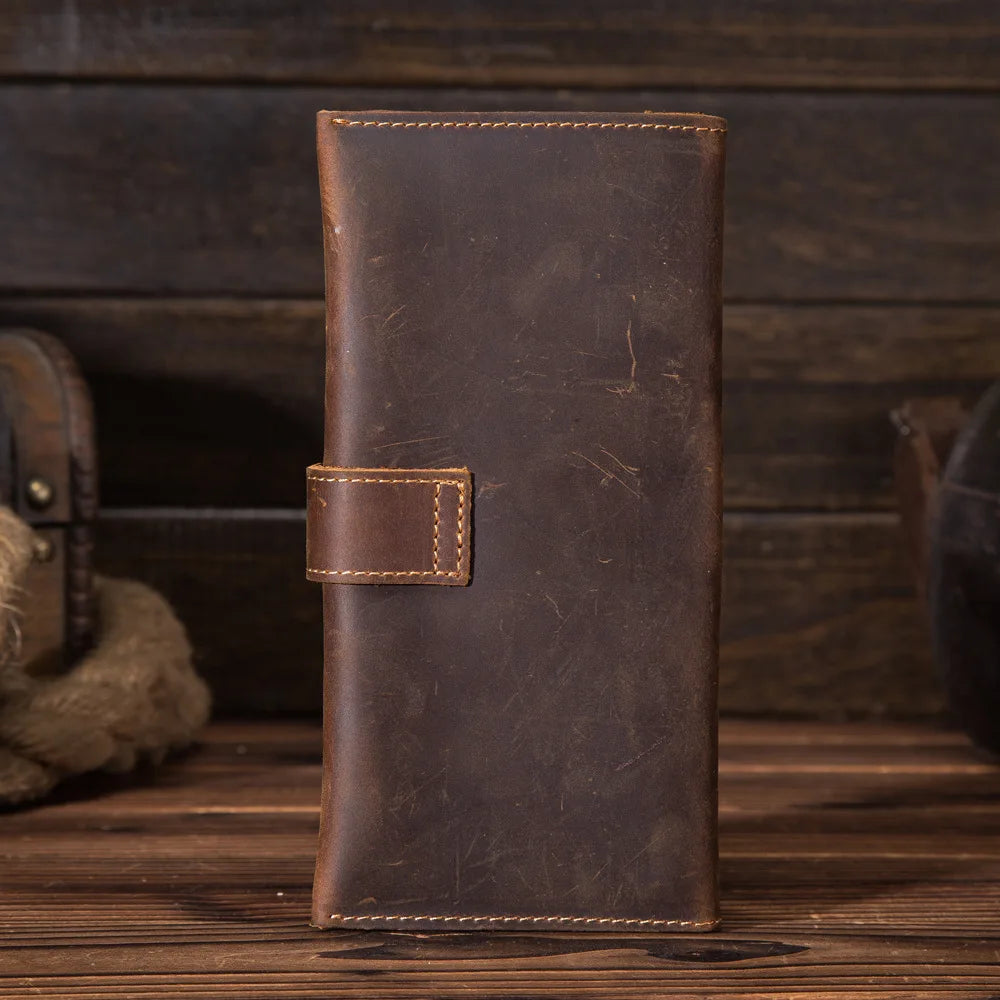 Retro Leather Wallet Crazy Horse Leather Long Men's Wallet
