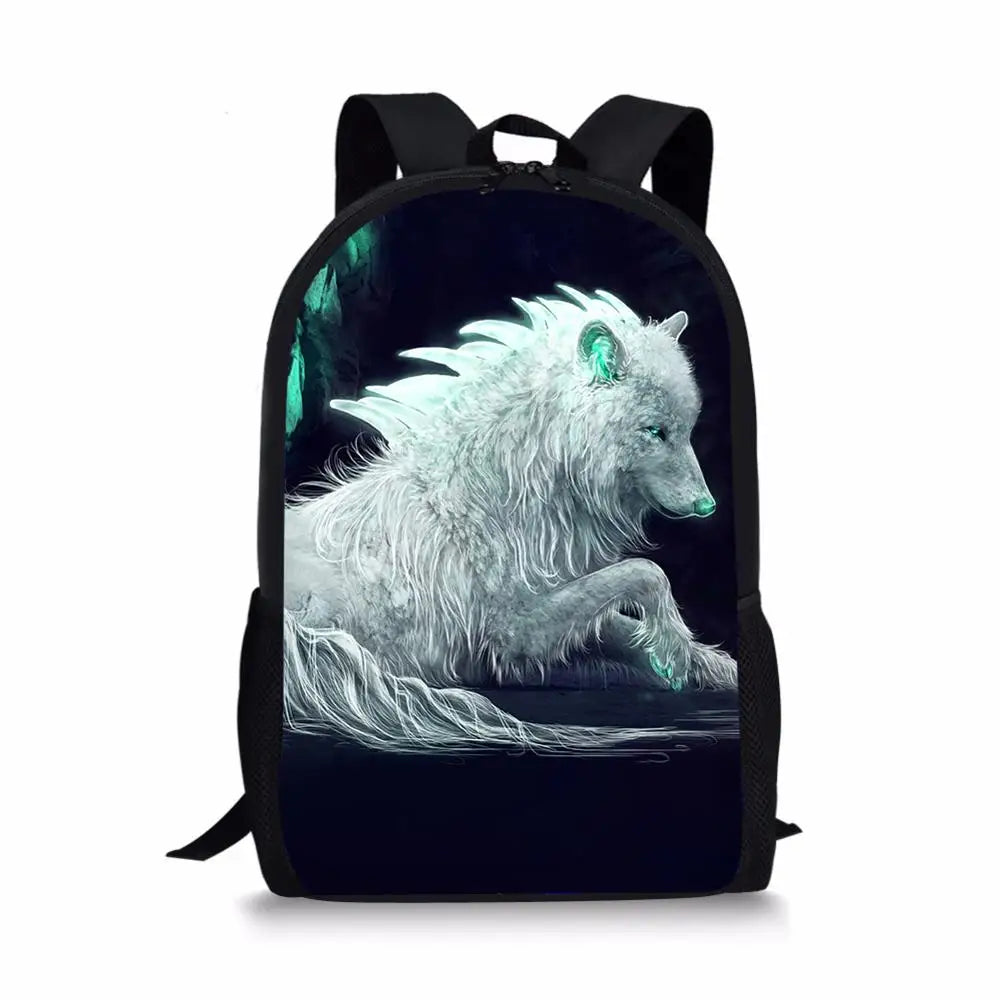 HaoYun Kids Backpack Fantasy Wolf Pattern School Book Bag