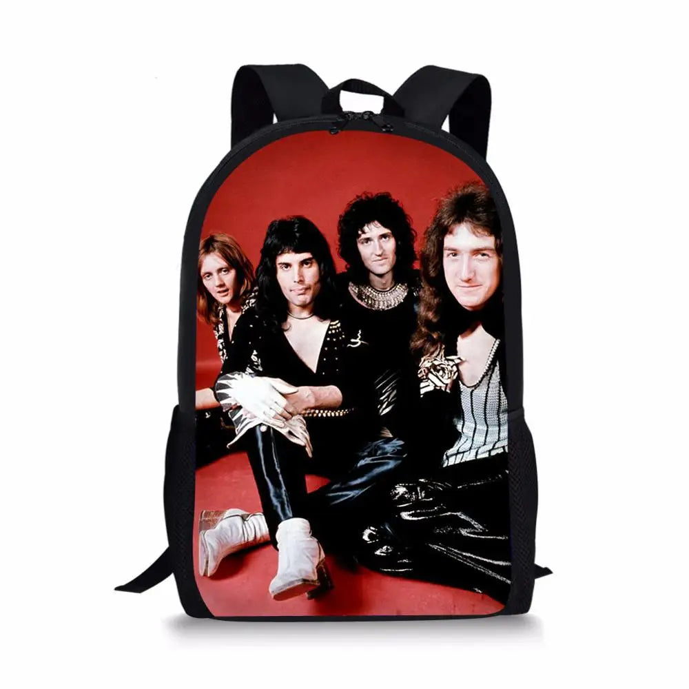 Queen Band Prints Pattern Kids School Backpack