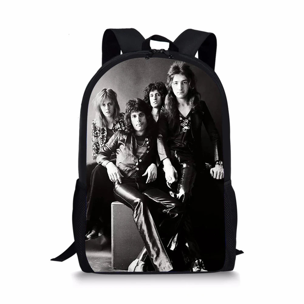 Queen Band Prints Pattern Kids School Backpack