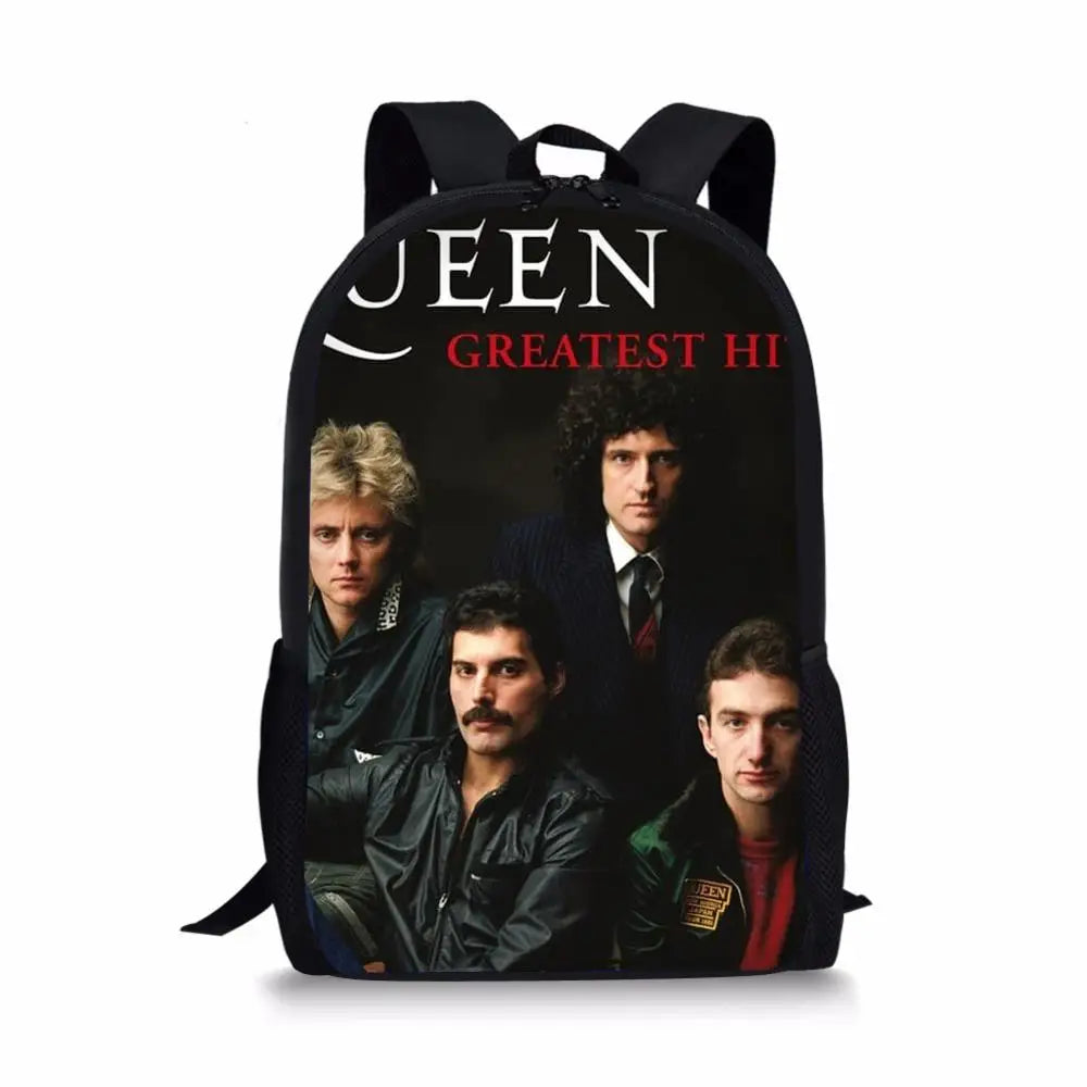 Queen Band Prints Pattern Kids School Backpack