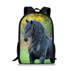 HaoYun Friesian Horse Print School Backpack for Teens Girls Boys