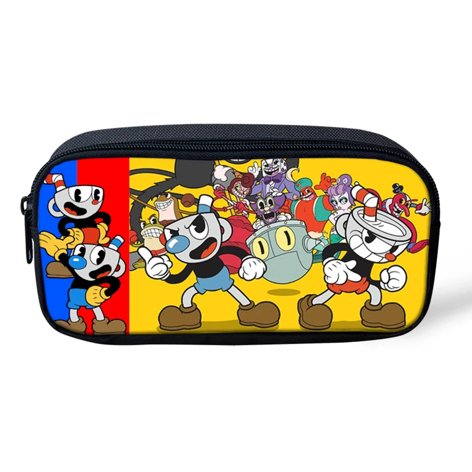 Cuphead Mugman Pen Holder Bag for Children School Supplies