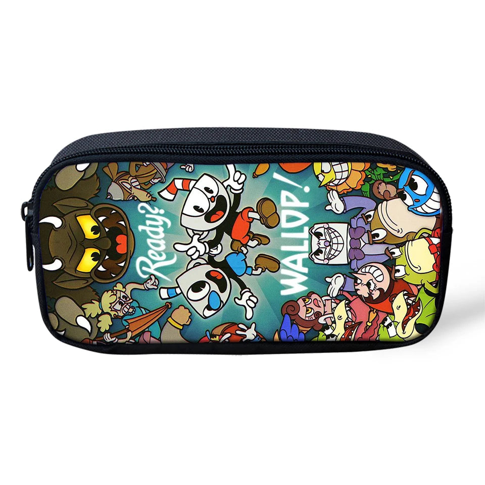 Cuphead Mugman Pen Holder Bag for Children School Supplies