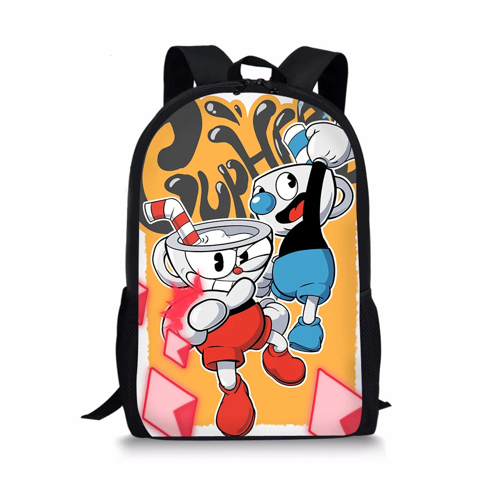 HaoYun Boys Cuphead Mugman 3D Print Backpack Customize Image Bagpack Mochila