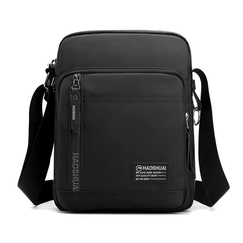 Haoshuai Men's Nylon Shoulder Messenger Bag Large Capacity Backpack