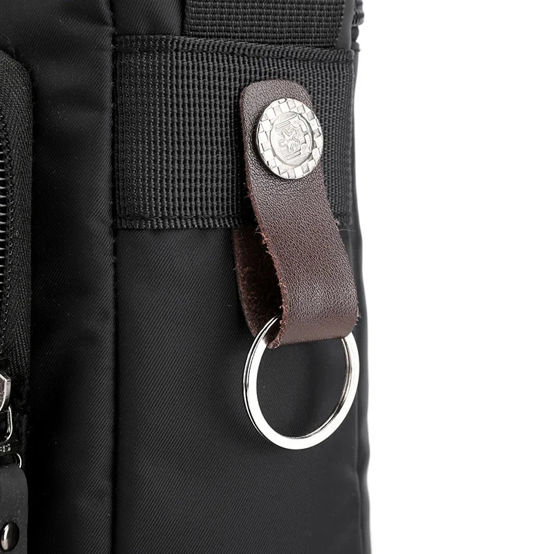 Haoshuai Men's Nylon Shoulder Messenger Bag Large Capacity Backpack