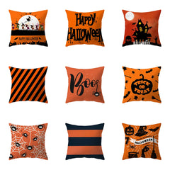 Halloween Horror Pumpkin Spider Print Square Pillow Cover