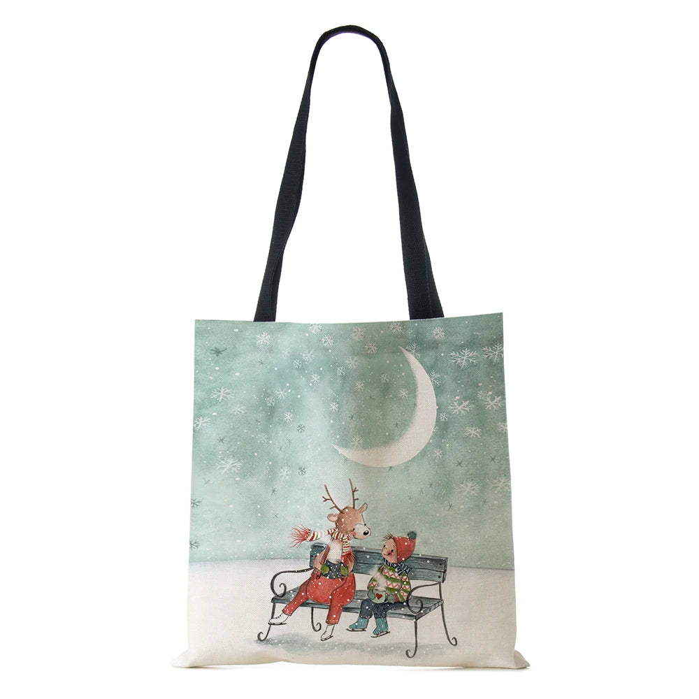 Harajuku Canvas Shopper Bag Christmas Elkwomen Shoulder Bag