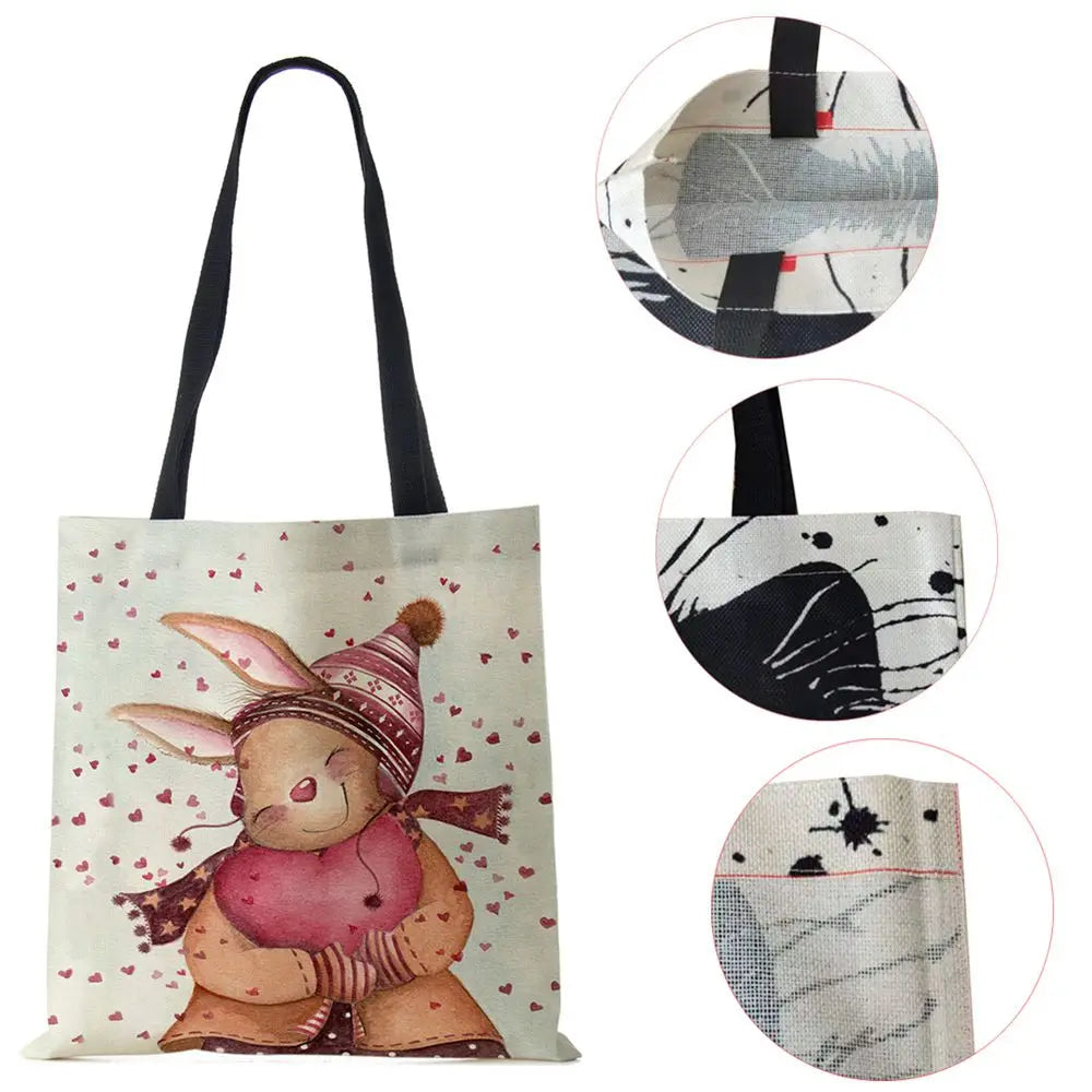 Harajuku Canvas Shopper Bag Christmas Elkwomen Shoulder Bag