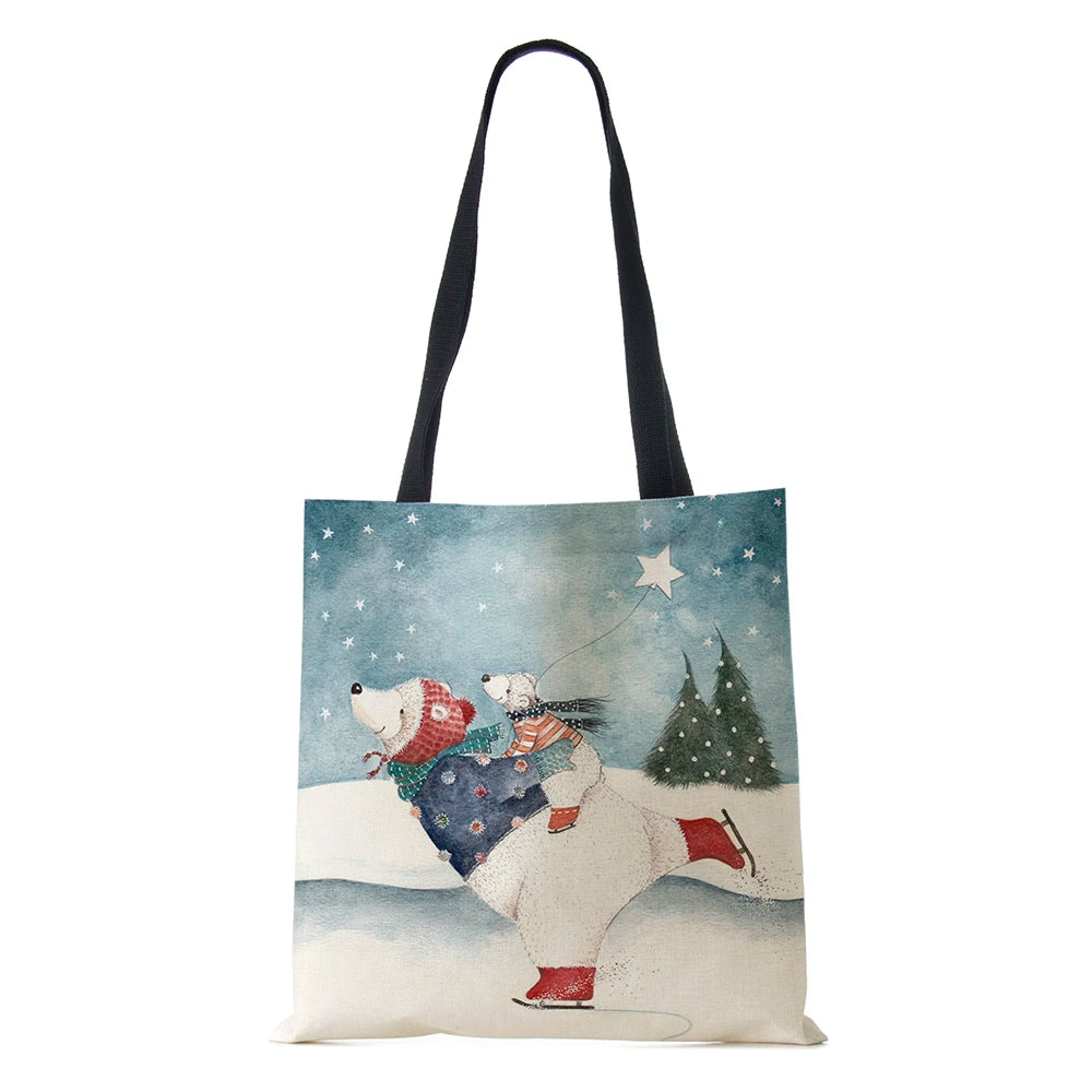 Harajuku Canvas Shopper Bag Christmas Elkwomen Shoulder Bag