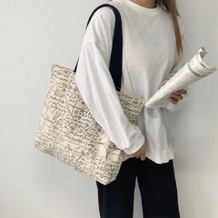 Harajuku Canvas Shoulder Bags Women Underarm Students School Large Capacity