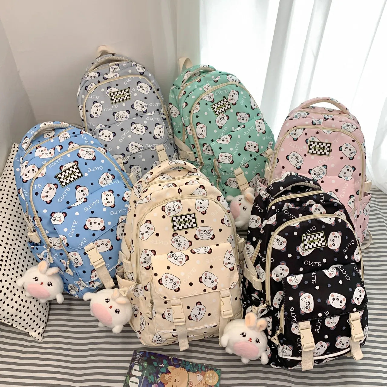 Harajuku Panda Printing Large Schoolbag for Teens Boys Girls