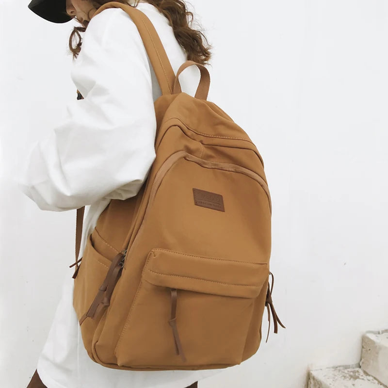 Harajuku Girl Canvas Backpack Solid School Bag Retro Bookbag