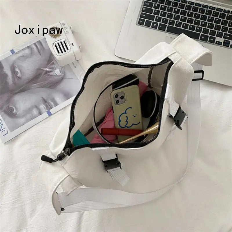 Harajuku Canvas Shoulder Bag Multifunctional Crossbody Female Bag
