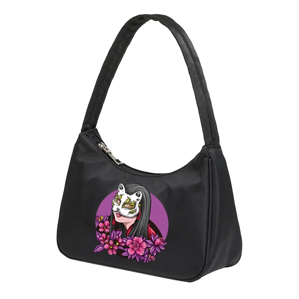 Harajuku Mask Print Shoulder Bag Womens Handbag Tote Shopping Bag