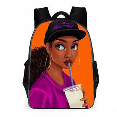 Harajuku Notebook Backpack African Girl 3D Print Waterproof School Bag