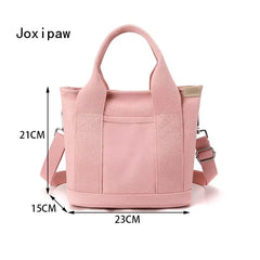 Harajuku Vintage Canvas Tote Bag Casual Shoulder Solid Female Cro