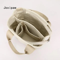 Harajuku Vintage Canvas Tote Bag Casual Shoulder Solid Female Cro