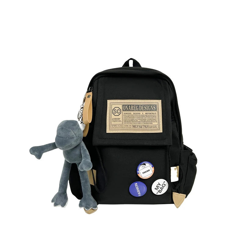 Harajuku Solid Backpack Multifunctional Student Laptop Travel Bag