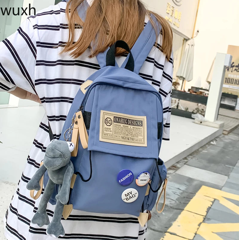 Harajuku Solid Backpack Multifunctional Student Laptop Travel Bag