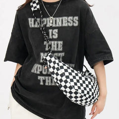 Harajuku Solid Nylon Handbag Streetwear Shoulder Messenger Satchel Bag Crossbody