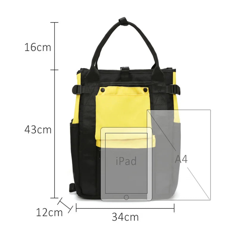 Harajuku Style Patchwork Travel Backpack Women Casual Tote Bag