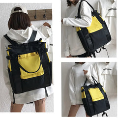 Harajuku Style Patchwork Travel Backpack Women Casual Tote Bag