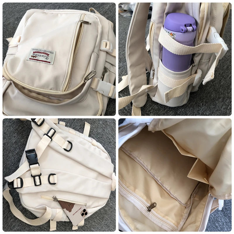 Harajuku Style Teen School Bags for Girls Backpack Solid Women Bookbags