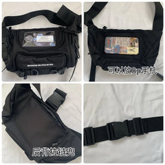 Harajuku Techwear Canvas Sling Bag Gothic Crossbody Bags