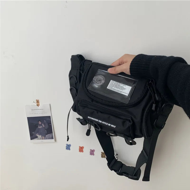 Harajuku Techwear Canvas Sling Bag Gothic Crossbody Bags
