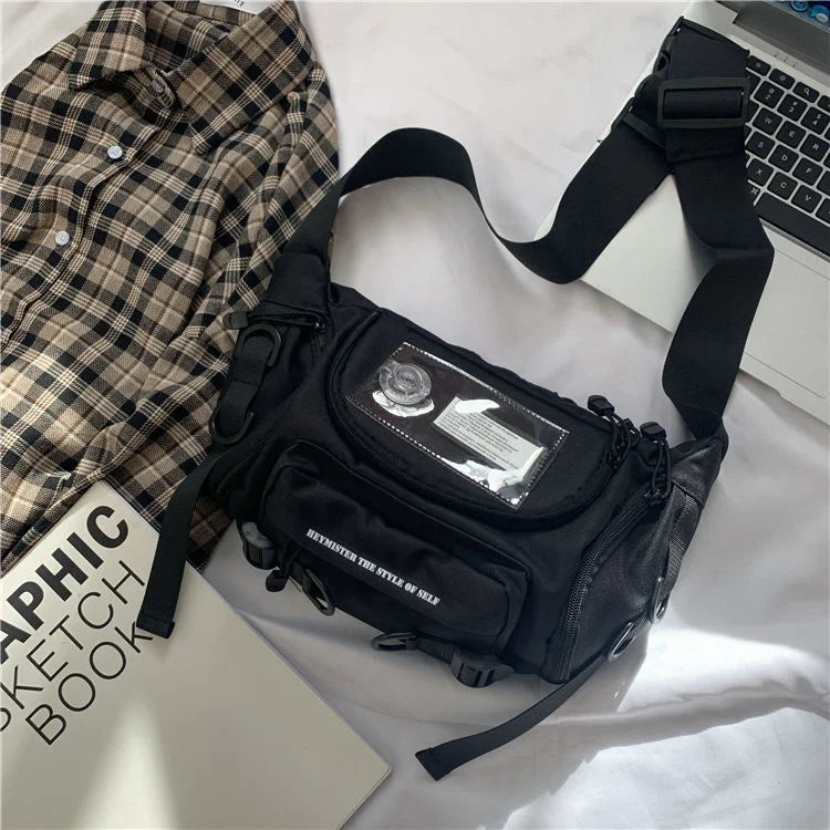Harajuku Techwear Canvas Sling Bag Gothic Crossbody Bags