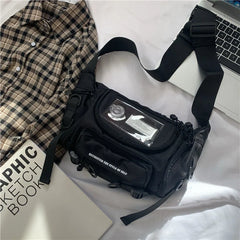 Harajuku Techwear Canvas Sling Bag Gothic Crossbody Bags