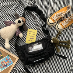 Harajuku Techwear Canvas Sling Bag Gothic Crossbody Bags