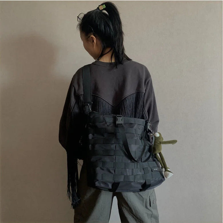 Harajuku Techwear Nylon Bucket Sling Man Gothic Crossbody Bags Fanny Pack