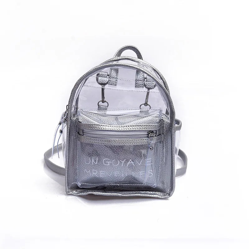 Harajuku Transparent PVC Backpack Women Bookbag Clear Daypack Bag
