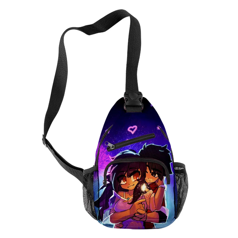 Harajuku Aphmau 3D Print Chest Bag Waterproof Crossbody Streetwear Shoulder Bag