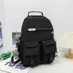 Harajuku Women Backpacks Waterproof Multi-Pocket Nylon Backpack for Teenager