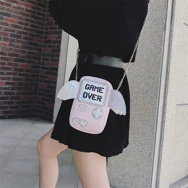 Harajuku Mini Messenger Bag 3D Game Machine Style Game Over Printing