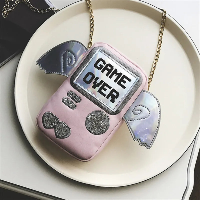Harajuku Mini Messenger Bag 3D Game Machine Style Game Over Printing