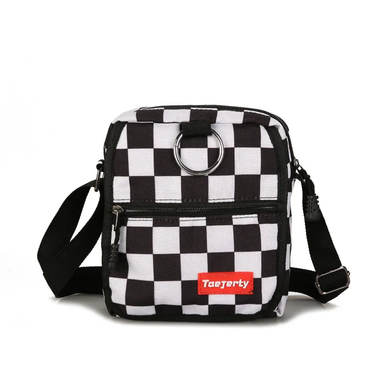 Harajuku Plaid Shoulder Bag Large Size Casual Hip Hop Messenger Bag