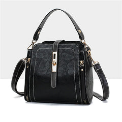 Hasp Shoulder Bag PU Leather Zipper Solid Crossbody Bag