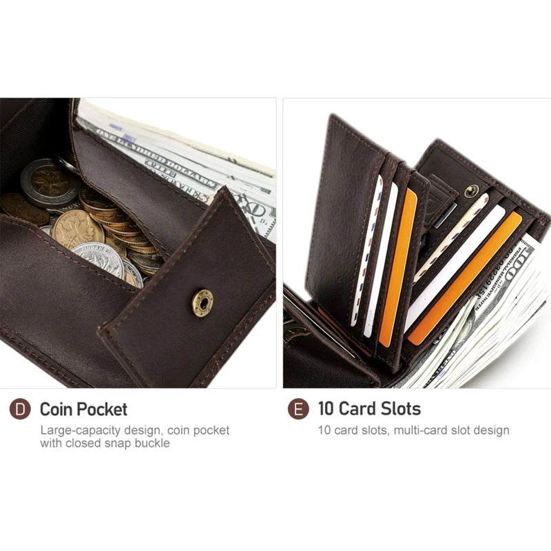 RFID Anti-theft Trifold Wallet Men Short Purse