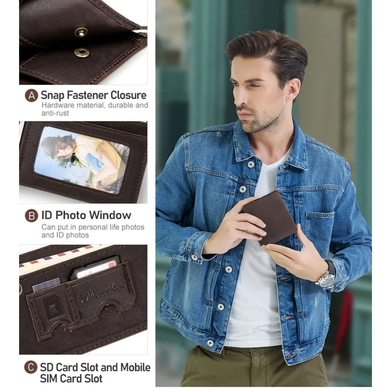 RFID Anti-theft Trifold Wallet Men Short Purse