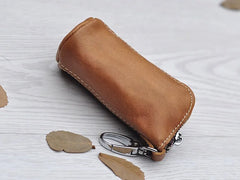 Leather Cylinder Bucket Bag Key Bag for Men and Women