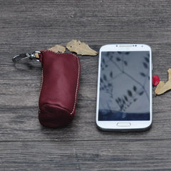 Leather Cylinder Bucket Bag Key Bag for Men and Women