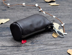 Leather Cylinder Bucket Bag Key Bag for Men and Women