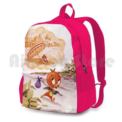 Vintage Orange Bird Outdoor Hiking Backpack